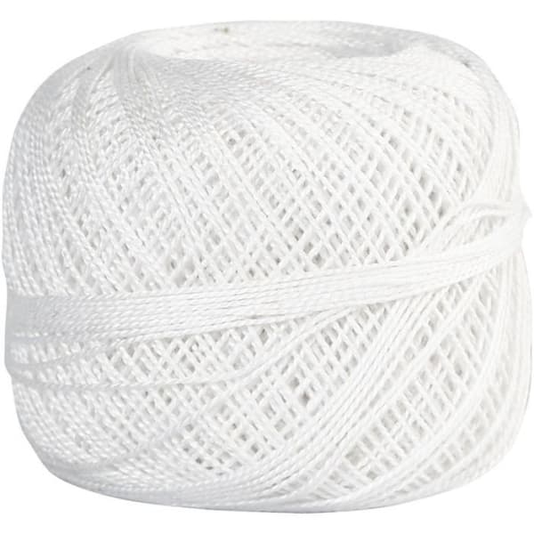 Merceriserad bomullsgarn - 20 g - 125 m Vit