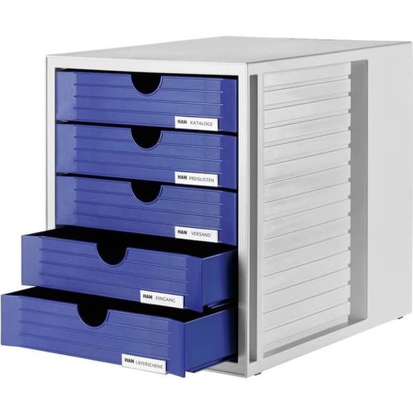 Arkivmodul - HAN - 5 lådor - Grå / Blå - Polystyren