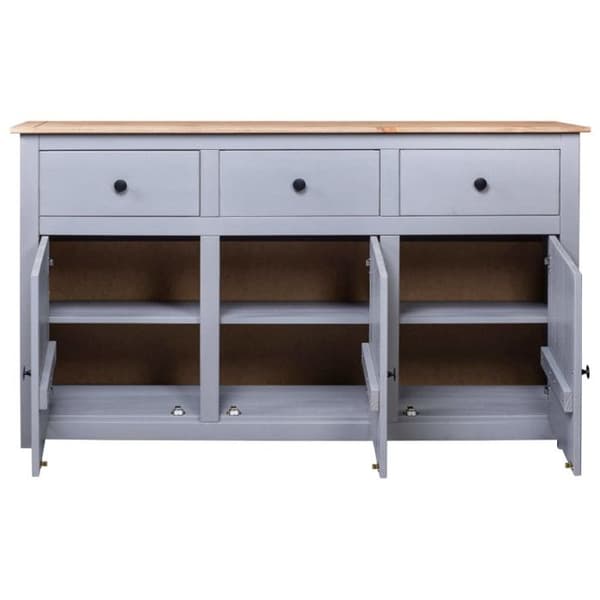 vidaXL Skänk Grå 135x40x80 cm Solid Pine Panama Sortiment 282704