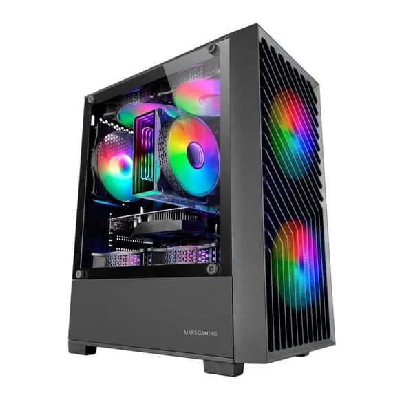 Gaming Chassi - Mars Gaming - MC-VORTEX - MicroATX - Härdat Glas - 3 FRGB 120mm Fläktar