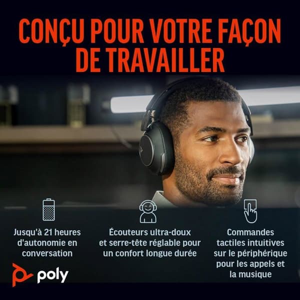 Micro-headset Poly Voyager Surround 80 UC Bluetooth - Bullerdämpande, Optimal Komfort