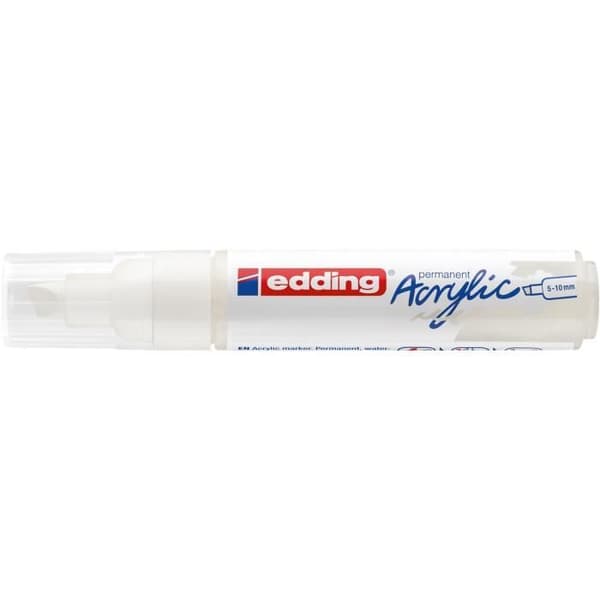 5-pack stora akrylmärkare 5000 vit trafik 5-10 mm
