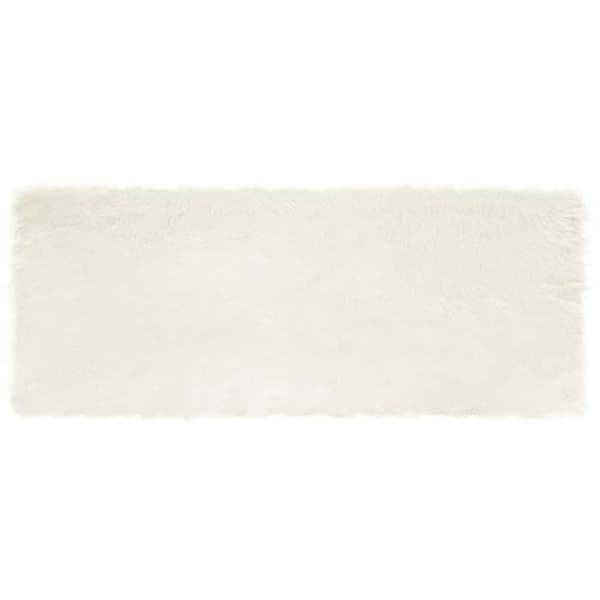 VIDAXL Fårskinnsimitationsmatta vit 80 x 200 cm — sammet 6 cm, polyester