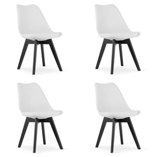Stol MARK - vita / svarta ben x 4