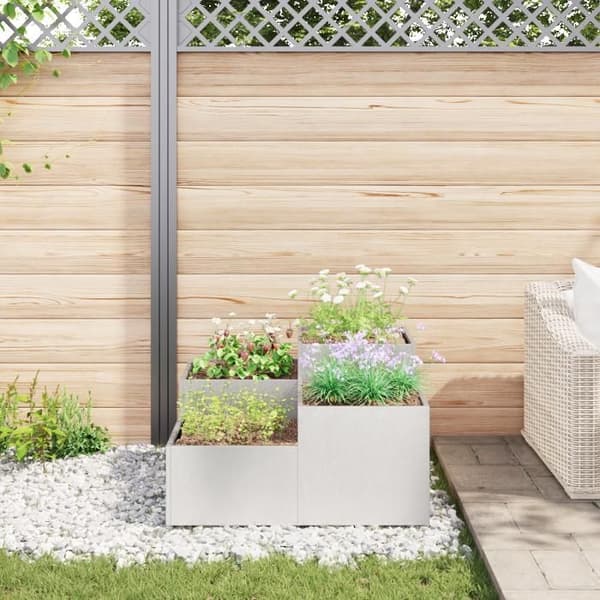 Planteringslåda - Rostfritt stål - 100x100x48 cm - Silverfärgad - Modern design