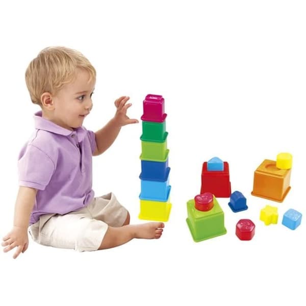 PlayGo Set med 16 stapelbara och geometriska kuber - 44286