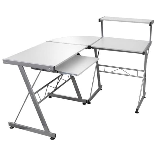 20587 vidaXL Hörndatorbord Vit 132x112x99 cm Konstruerat trä