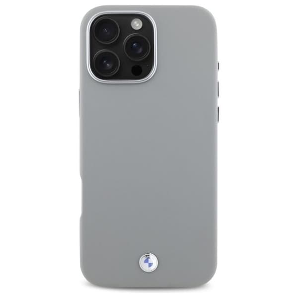Telefonfodral - BMW - iPhone 16 Pro Max - Läder och metall - Grå - MagSafe
