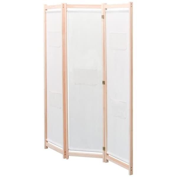 vidaXL 3-Panel Room Divider Cream 120x170x4 cm Tyg