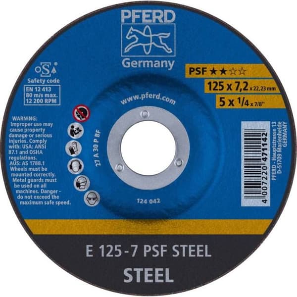 PFERD 69298071 E 125-7 PSF STÅL Slipskiva med offsetnav Diameter 125 mm 5 st.
