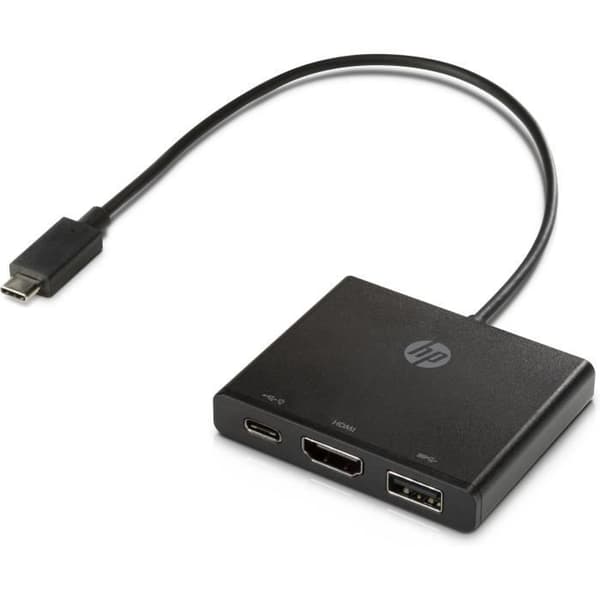 HP USB-C till HDMI / USB3.0 / USB-C-adapter - 3 portar - Svart