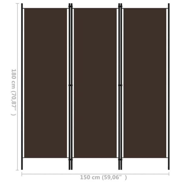 vidaXL 3-Panel Rumsavdelare Brun 150x180 cm