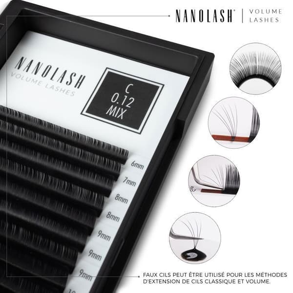 Extensions av fransar - Nanolash - Volymfransar - C curl - 0.05 mm - 6-13 mm mixad