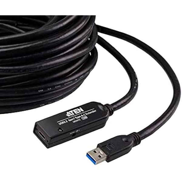USB-A 3.2 Gen1 till USB-C förlängningskabel - ATEN - UE331C - 10m - 5 Gbps - Svart