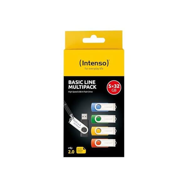 USB-minnen - Intenso - Basic Line Multipack - 32 Go - Vridbar båge - Flerfärgad
