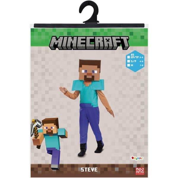 Steve Minecraft Kostym Barn - 7 - 8 år (124 - 136 cm)