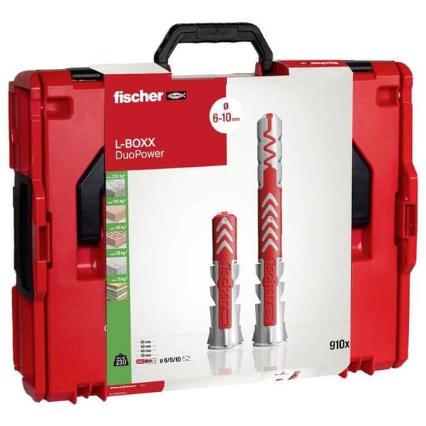 Fischer 558627 DUOPOWER Assortimentslåda med pluggar 910 delar