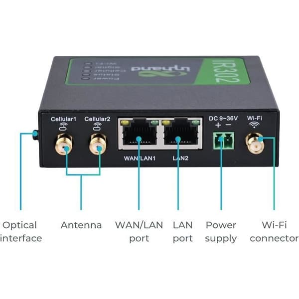 VPN-router - GENERISK - IR302 - Dubbel SIM - 4G LTE Cat4 - Wi-Fi - Molnhantering