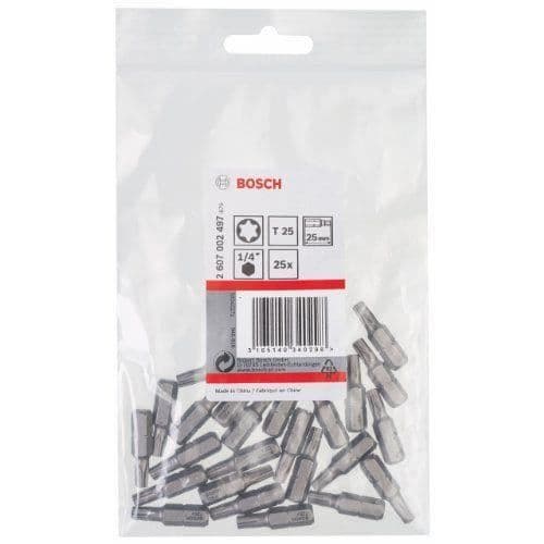 Torx skruvbits - BOSCH - T25 - 5-pack - TIN-beläggning - Max Grip