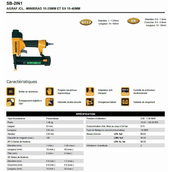 BOSTITCH 2 i 1 häftpistol - SB-2IN1
