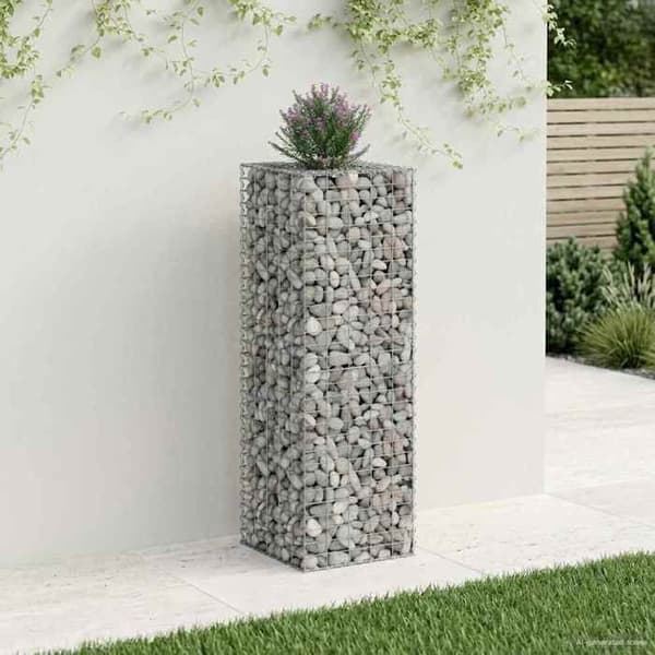 vidaXL Hög säng gabion Silver 42033332