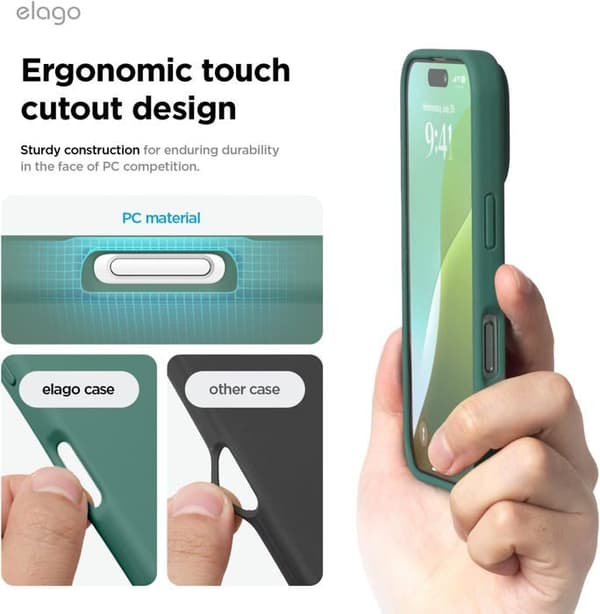 Elago Premium Silikonfodral till iPhone 16, Midnattsgrön