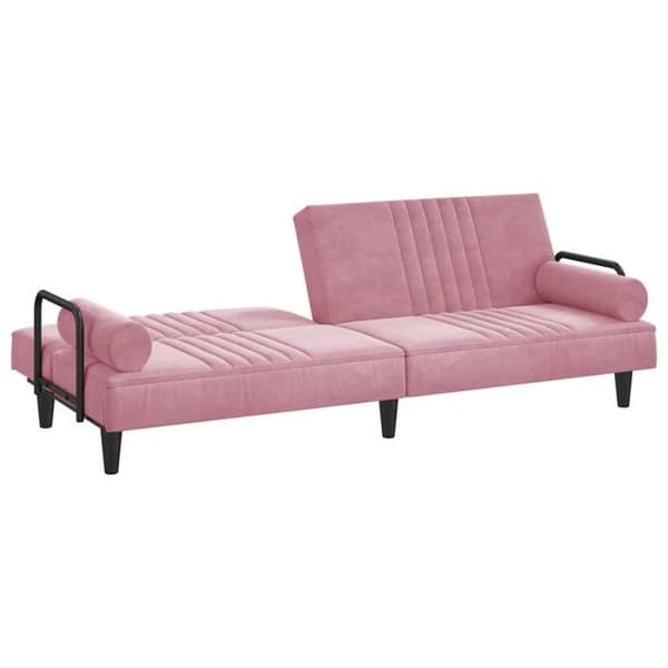 vidaXL Sängsoffa med armstöd rosa sammet 351897