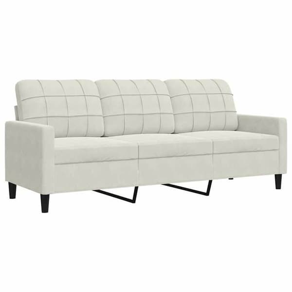 vidaXL Soffa 3-sits Creme 180 cm Sammet 4007642