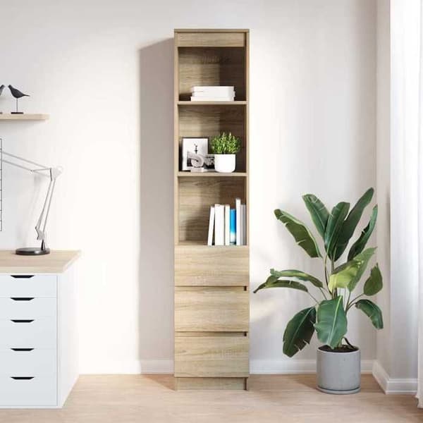 vidaXL Buffé hög ek sonoma 37,5x35x180 cm ingenjörsträ 861663