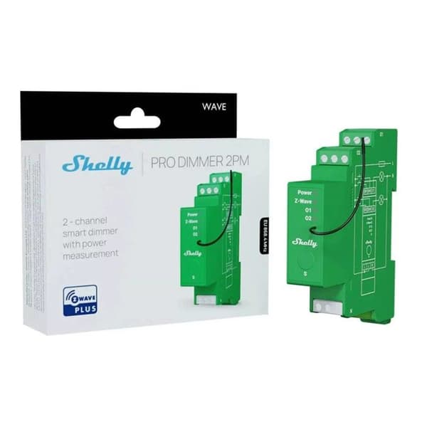 Modul Kontroller Shelly Dimmer Z-Wave Rail DIN 2x200W med Mätning