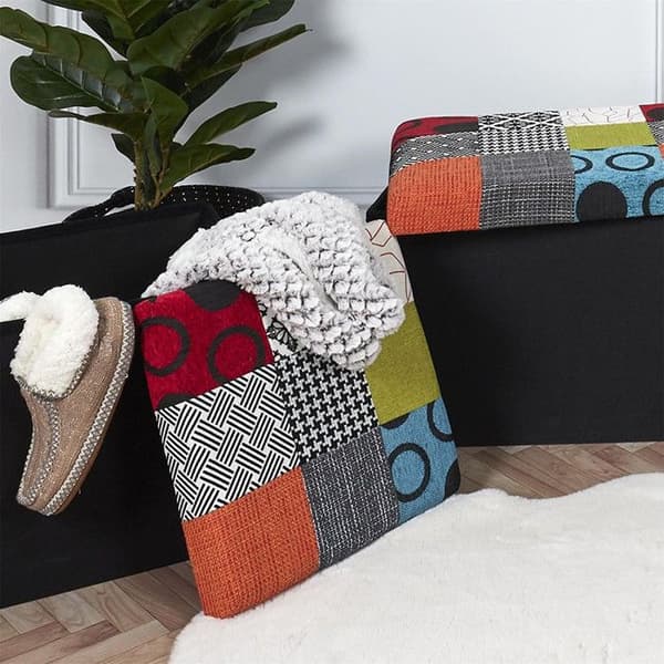 Kista Puff - Hem Deco Fabrik - Fällbar - Patchwork - Flerfärgad