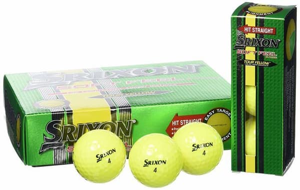 Srixon Soft Feel golfboll gul - 2-delad Lonomer, 344 dimples, modell 112201