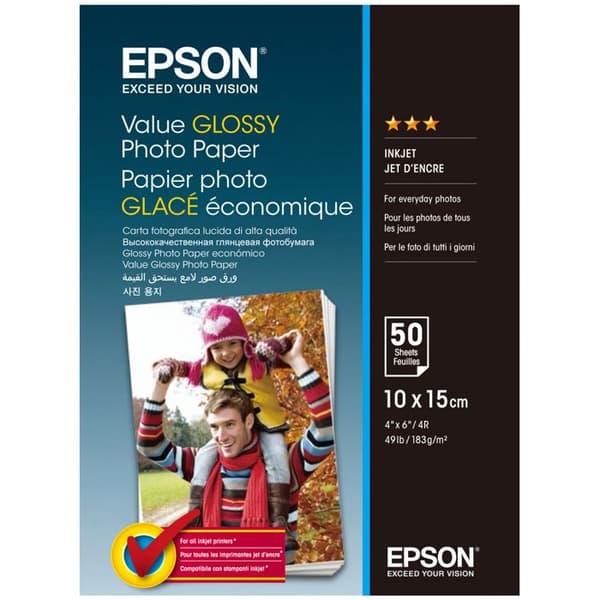 Fotopapper - EPSON - 100 mm x 150 mm - Blank - 50 Ark