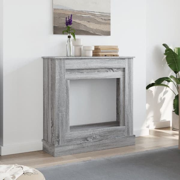 Sonomagrå eldstadram 90x30x90 cm ingenjörsträ
