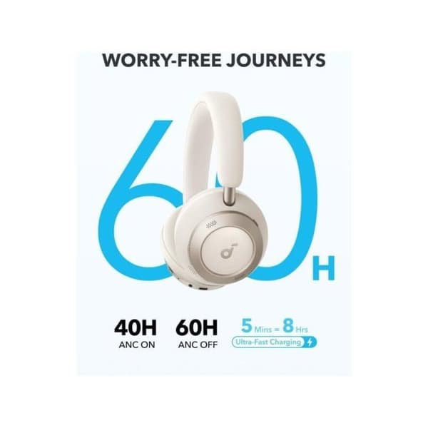 Hörlurar - Soundcore - Space One Pro - Trådlös - Bluetooth - Vit