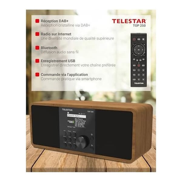 Hi-fi-system - TELESTAR - TOP 250 Trä - DAB+ - Wi-Fi - Bluetooth 5.3