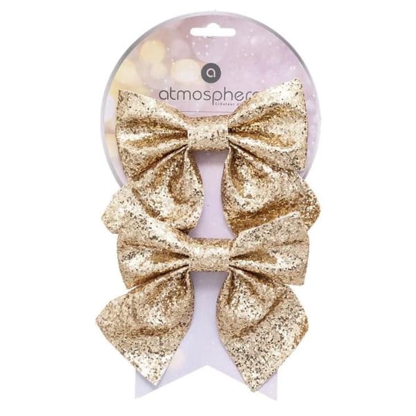 Set med 2 Dekorationsknutar "Glitter" 16cm Guld