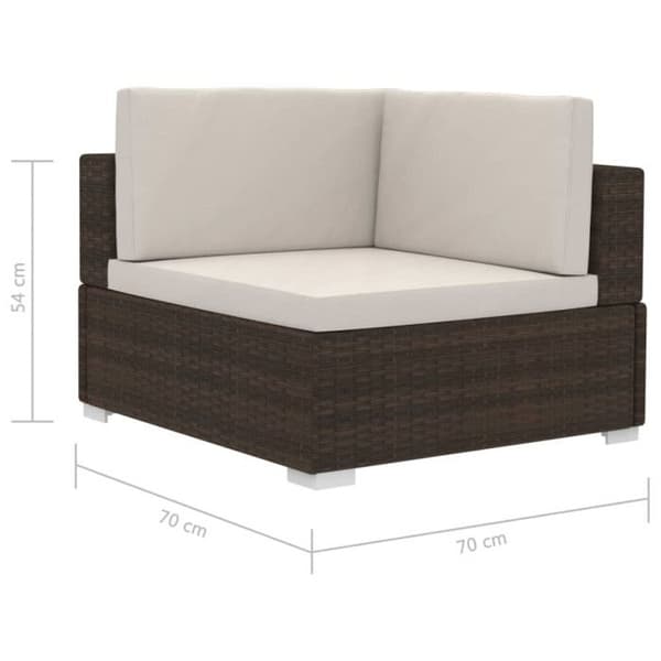 vidaXL Hörnstolar 2 st med Dynor Poly Rattan Brown