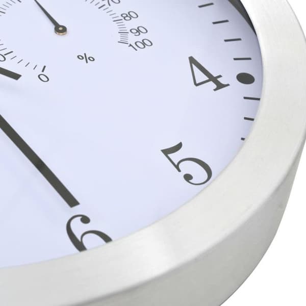 vidaXL Quartz Väggklocka Hygrometer Termometer Vit Kökspendel 50623