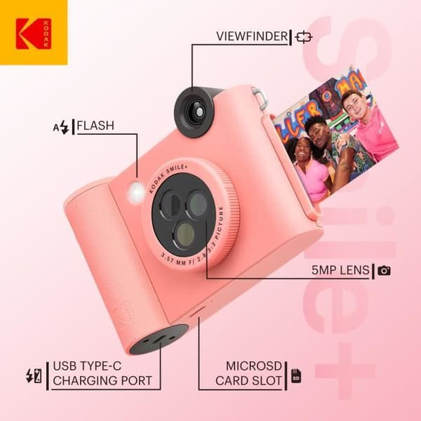 Instant Print Digital Camera - KODAK - Smile+ - Rosa