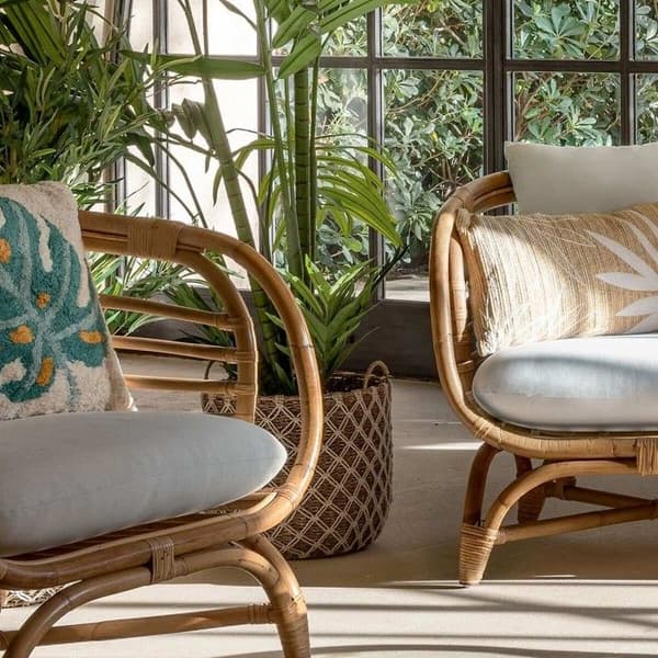 Set om 3 Macramé korgar "Palm" 43cm Beige