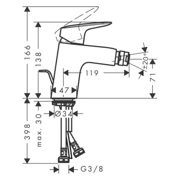 hansgrohe Logis 70 bidéblandare, krom, 71204000