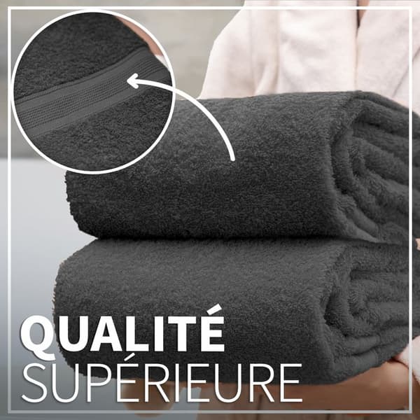 Frottéhanddukar 2-pack 70x140cm, 100% bomull, antracitgrå.