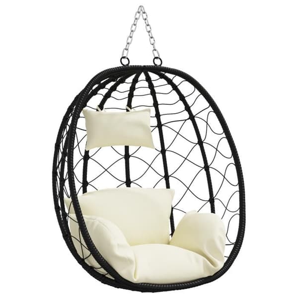 Hängande ägggunga utan stöd Vit kräm Rattan poly