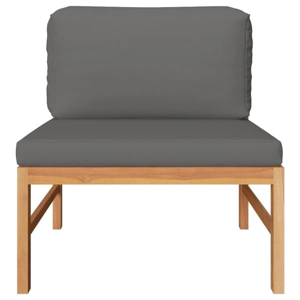 vidaXL Mittsoffa med mörkgrå kuddar i massiv teak