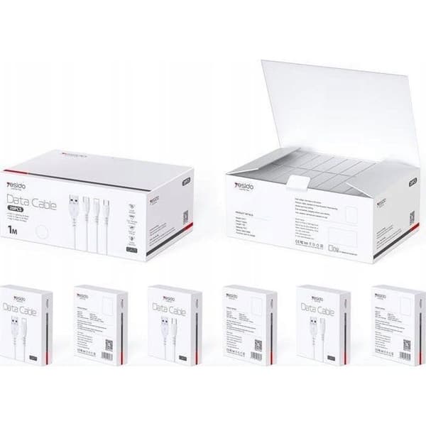 USB Type-C-kabel - YESIDO - CA71 - 3 A - 18 W - 1 m - 20 st - Vit