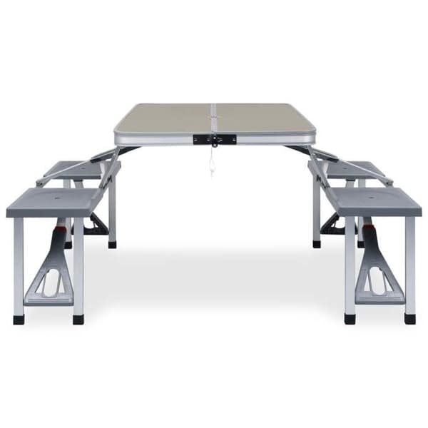 vidaXL Fällbart campingbord med 4 säten Stål Aluminium