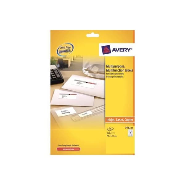 Avery Multi-Purpose Labels 3652 - Multi-purpose Etiketter - papper - permanent självhäftande - vit