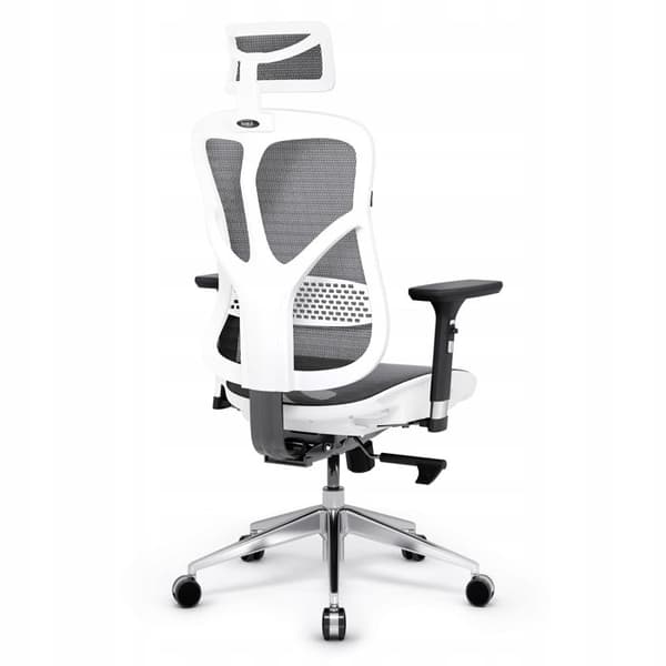 Diablo V-Basic Ergonomic Office Chair 3D Andas Mesh Justerbara Armstöd (Vit-Grå)