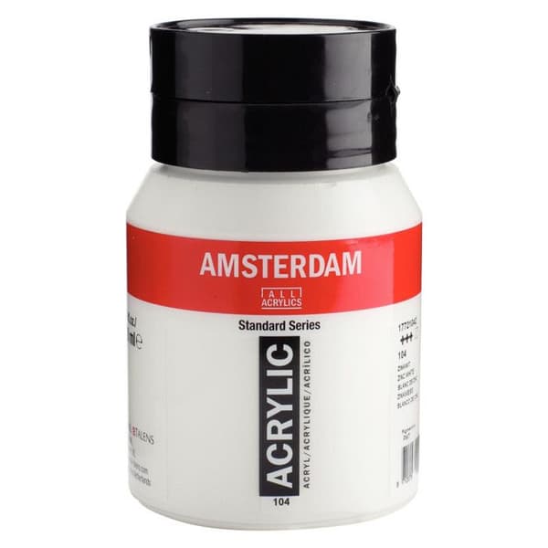 Akrylfärg - ZINC - Amsterdam - 500ml - Vit - Hög ljusbeständighet